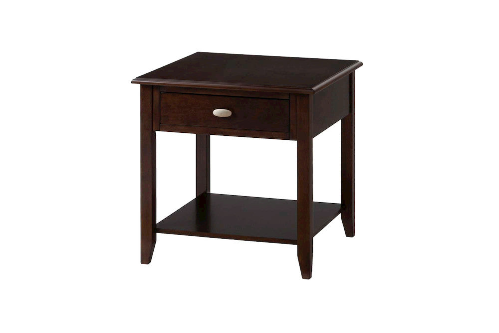 Jofran - Merlot End Table W/One Drawer, One Shelf And Oval Brushed Nickel Hardware - 1030-3 view 3