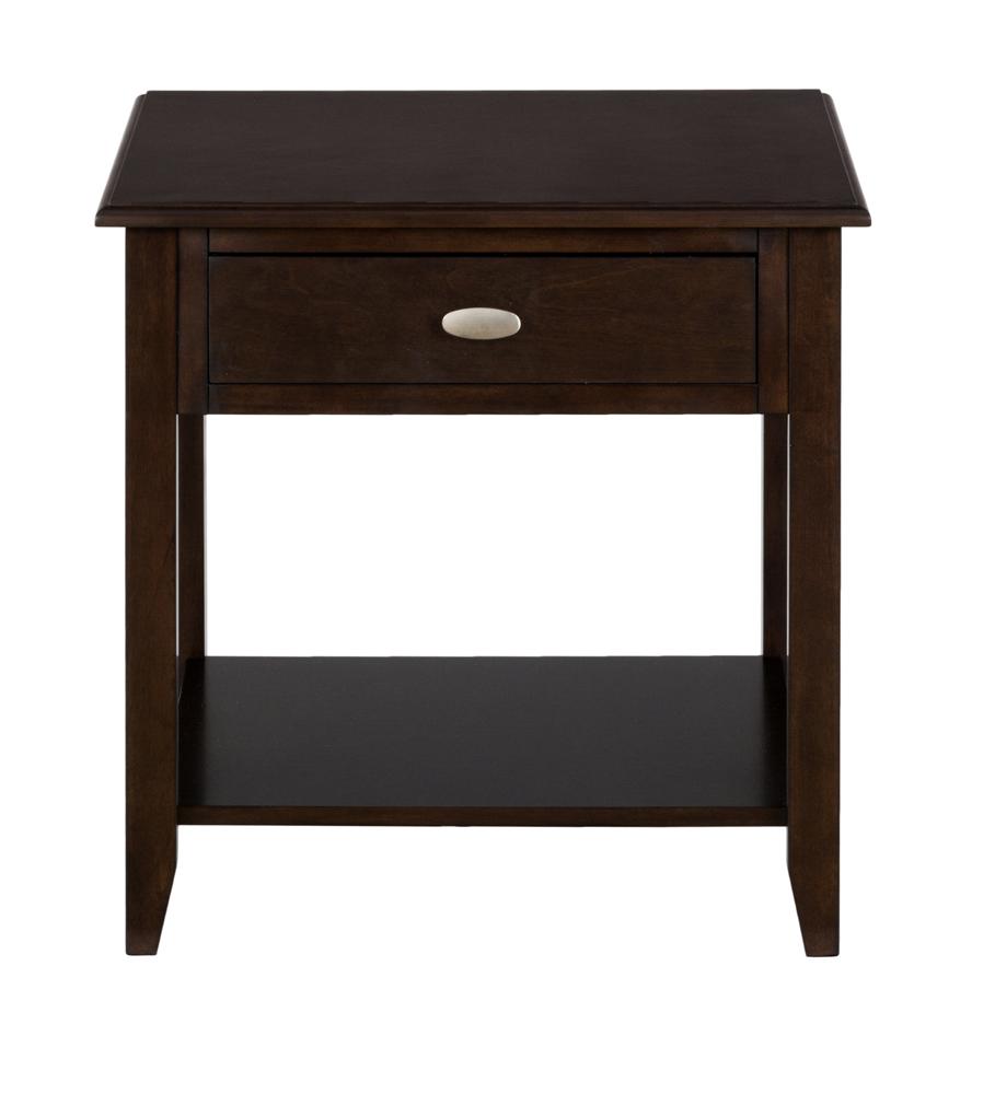 Jofran - Merlot End Table W/One Drawer, One Shelf And Oval Brushed Nickel Hardware - 1030-3 veiw 1