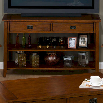Jofran - Merlot Sofa/Media Table W/2 Drawers, 2 Shelves And Oval Brushed Nickel Hardware - 1030-4 view 5