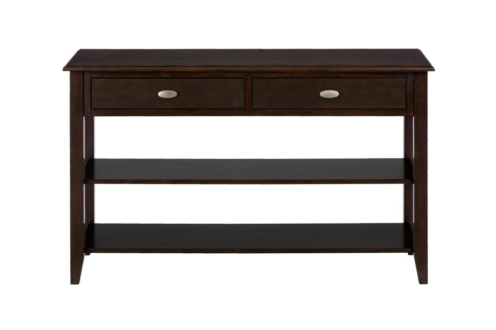 Jofran - Merlot Sofa/Media Table W/2 Drawers, 2 Shelves And Oval Brushed Nickel Hardware - 1030-4 veiw 1