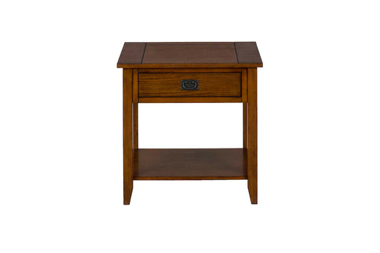 Jofran - Mission Oak End Table W/One Drawer, One Shelf And Black Mission Hardware - 1032-3 view 1