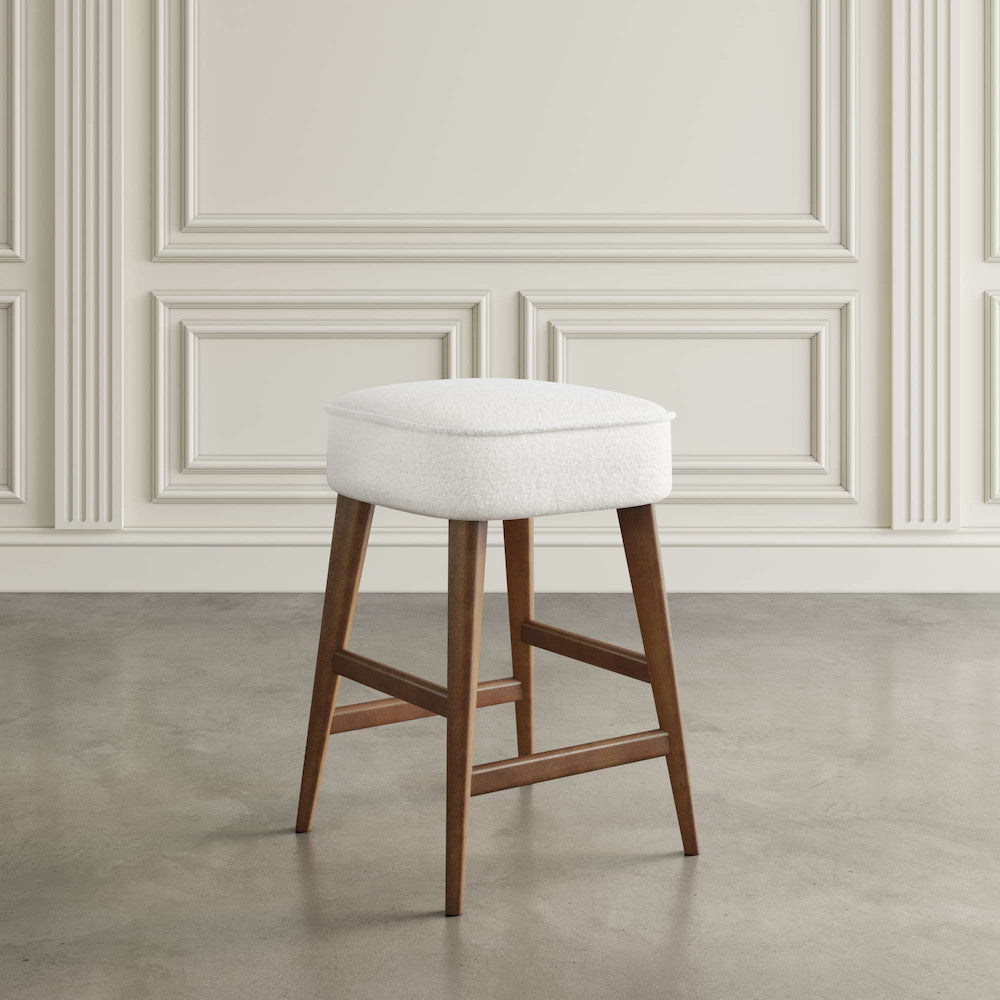 Jofran - Nash Mid-Century Modern Five Piece Counter Height Dining Set with Upholstered Backless Stools in Walnut - 2271-NSH45W-4WESBW view 3