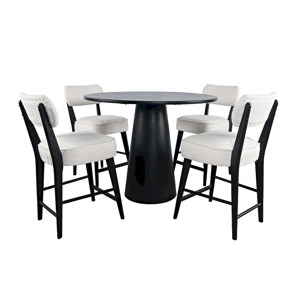 Jofran - Nash Mid-Century Modern Five Piece Counter Height Dining Set with Upholstered Barstools in Black - 2271-NSH45B-4WESTB view 1