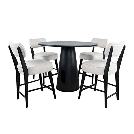 Jofran - Nash Mid-Century Modern Five Piece Counter Height Dining Set with Upholstered Barstools in Black - 2271-NSH45B-4WESTB view 1