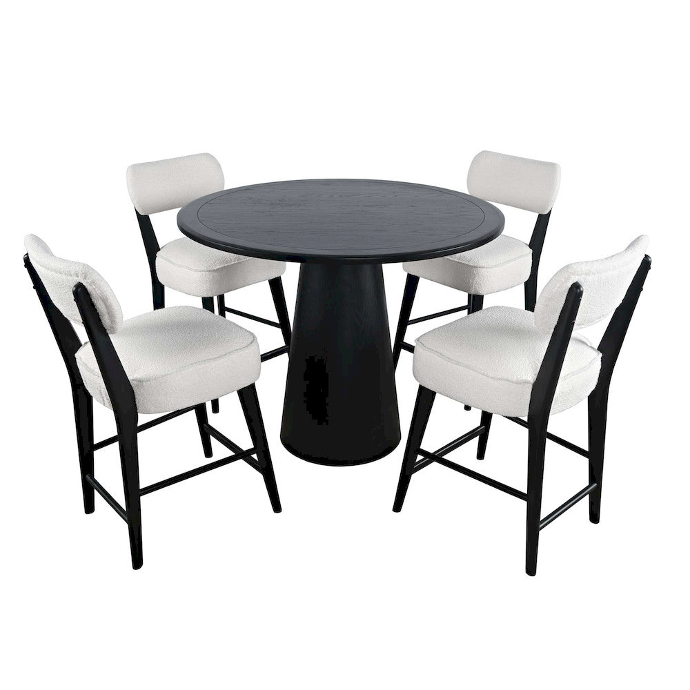 Jofran - Nash Mid-Century Modern Five Piece Counter Height Dining Set with Upholstered Barstools in Black - 2271-NSH45B-4WESTB view 2