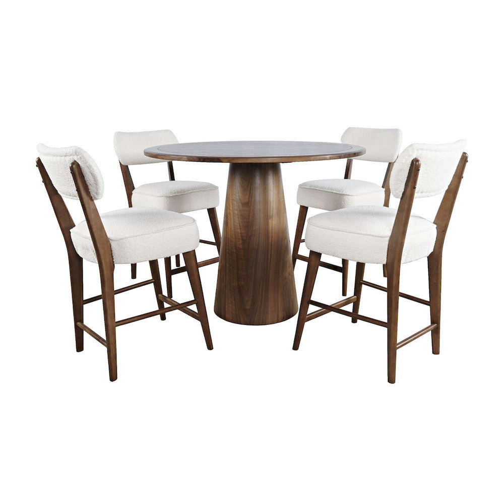 Jofran - Nash Mid-Century Modern Five Piece Counter Height Dining Set with Upholstered Barstools in Walnut - 2271-NSH45B-4WESTW view 1