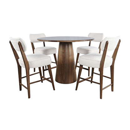 Jofran - Nash Mid-Century Modern Five Piece Counter Height Dining Set with Upholstered Barstools in Walnut - 2271-NSH45B-4WESTW view 1