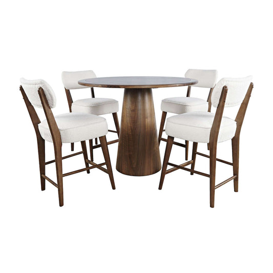 Jofran - Nash Mid-Century Modern Five Piece Counter Height Dining Set with Upholstered Barstools in Walnut - 2271-NSH45B-4WESTW view 1