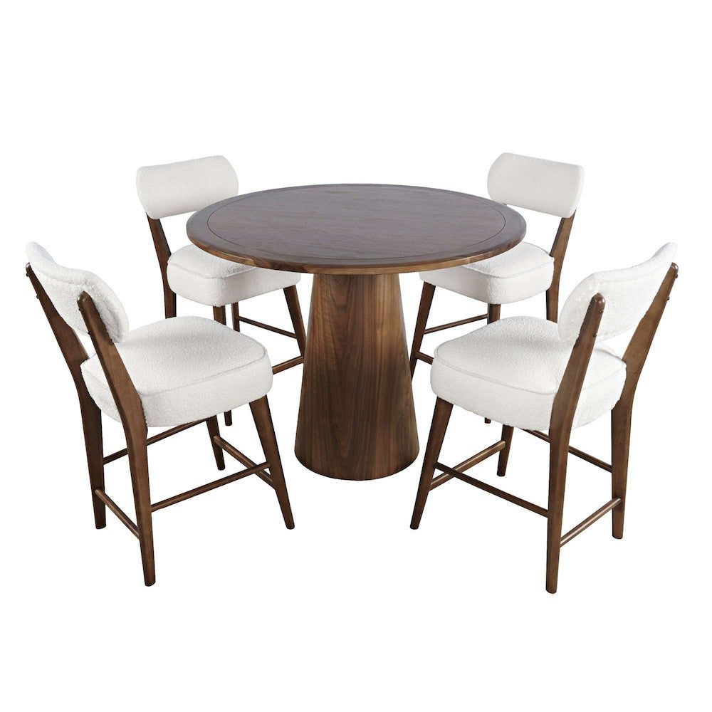 Jofran - Nash Mid-Century Modern Five Piece Counter Height Dining Set with Upholstered Barstools in Walnut - 2271-NSH45B-4WESTW view 2