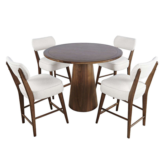 Jofran - Nash Mid-Century Modern Five Piece Counter Height Dining Set with Upholstered Barstools in Walnut - 2271-NSH45B-4WESTW view 2