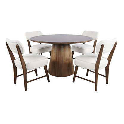 Jofran - Nash Mid-Century Modern Five Piece Pedestal Dining Set with Upholstered Chairs in Walnut - 2271-NSH50B-4WESCW view 1
