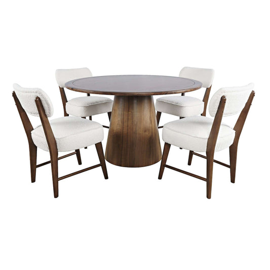 Jofran - Nash Mid-Century Modern Five Piece Pedestal Dining Set with Upholstered Chairs in Walnut - 2271-NSH50B-4WESCW view 1