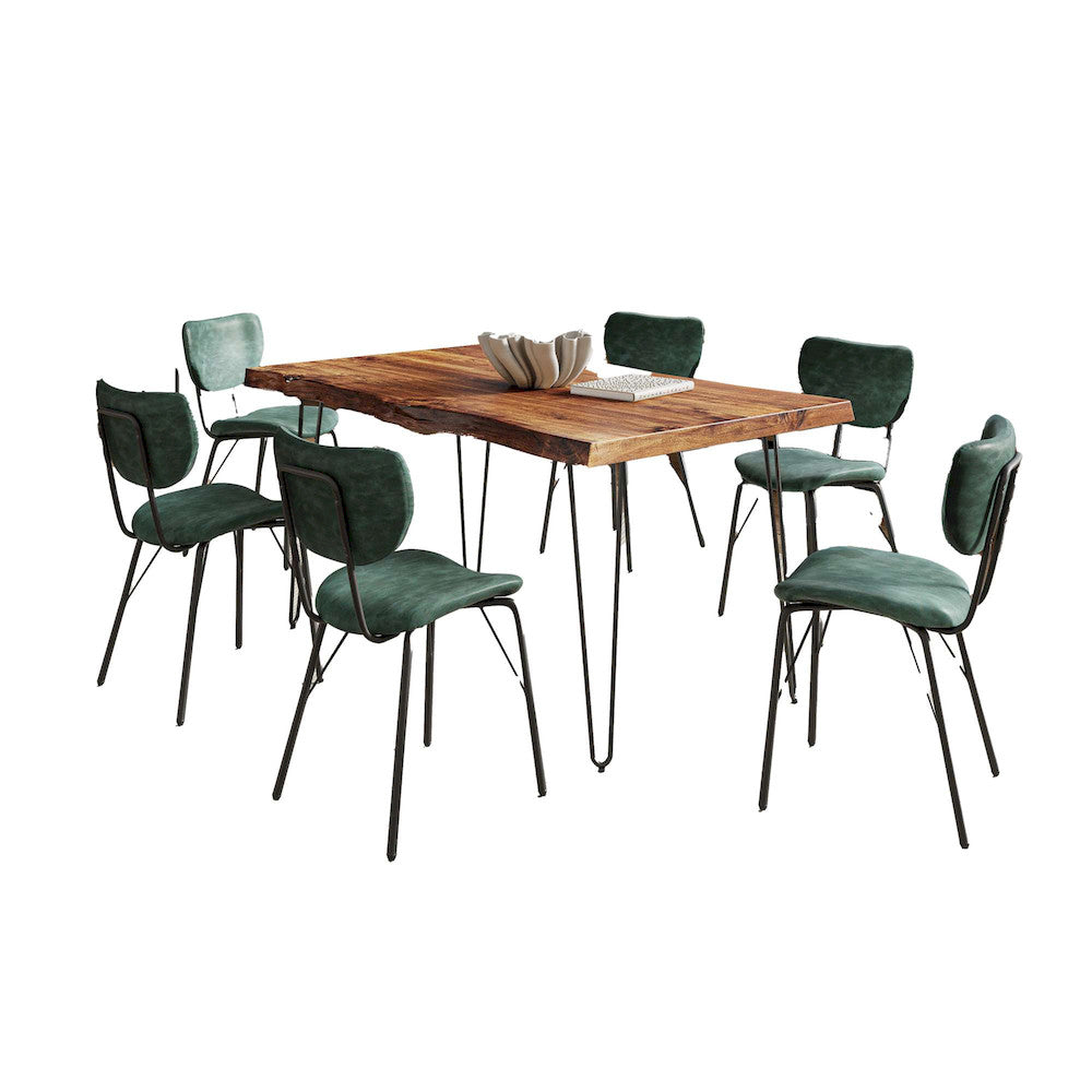 Jofran - Natures Edge 60in Seven Piece Modern Dining Set with Upholstered Contemporary Chairs - Chestnut and Jade, Chestnut and Jade - 1781-60D-6-OWNCHJD view 1