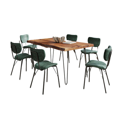Jofran - Natures Edge 60in Seven Piece Modern Dining Set with Upholstered Contemporary Chairs - Chestnut and Jade, Chestnut and Jade - 1781-60D-6-OWNCHJD view 1