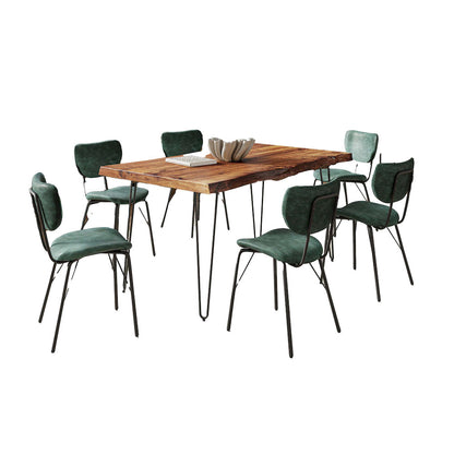Jofran - Natures Edge 60in Seven Piece Modern Dining Set with Upholstered Contemporary Chairs - Chestnut and Jade, Chestnut and Jade - 1781-60D-6-OWNCHJD view 2