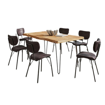Jofran - Natures Edge 60in Seven Piece Modern Dining Set with Upholstered Contemporary Chairs - Natural and Dark Brown, Natural and Dark Brown - 1985-60D-6-OWNCHDBN view 1