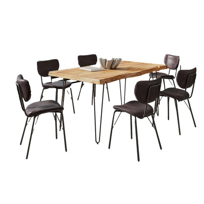 Jofran - Natures Edge 60in Seven Piece Modern Dining Set with Upholstered Contemporary Chairs - Natural and Dark Brown, Natural and Dark Brown - 1985-60D-6-OWNCHDBN view 2