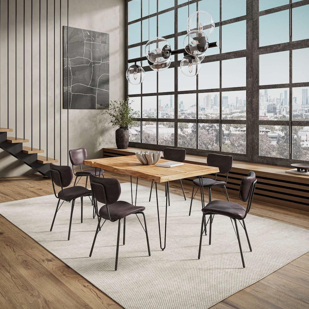 Jofran - Natures Edge 60in Seven Piece Modern Dining Set with Upholstered Contemporary Chairs - Natural and Dark Brown, Natural and Dark Brown - 1985-60D-6-OWNCHDBN view 10