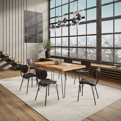 Jofran - Natures Edge 60in Seven Piece Modern Dining Set with Upholstered Contemporary Chairs - Natural and Dark Brown, Natural and Dark Brown - 1985-60D-6-OWNCHDBN view 10