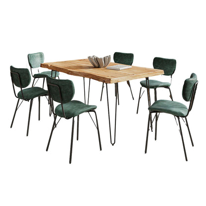 Jofran - Natures Edge 60in Seven Piece Modern Dining Set with Upholstered Contemporary Chairs - Natural and Jade, Natural and Jade - 1985-60D-6-OWNCHJD view 1