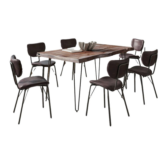 Jofran - Natures Edge 60in Seven Piece Modern Dining Set with Upholstered Contemporary Chairs - Slate and Dark Brown, Slate and Dark Brown - 1981-60D-6-OWNCHDBN view 2