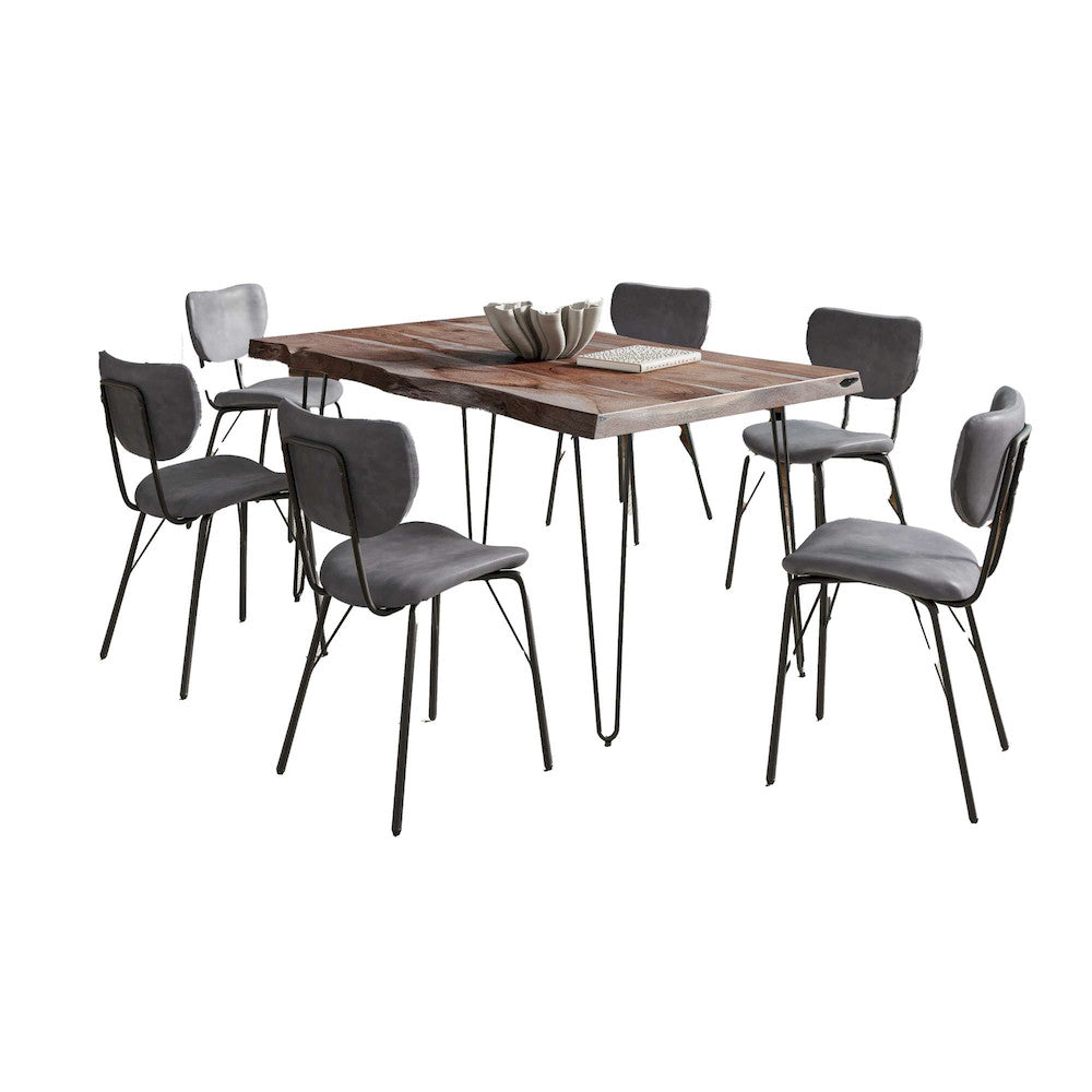 Jofran - Natures Edge 60in Seven Piece Modern Dining Set with Upholstered Contemporary Chairs - Slate and Grey, Slate and Grey - 1981-60D-6-OWNCHGRY view 1