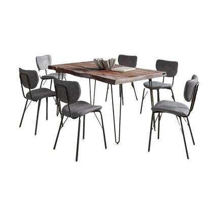 Jofran - Natures Edge 60in Seven Piece Modern Dining Set with Upholstered Contemporary Chairs - Slate and Grey, Slate and Grey - 1981-60D-6-OWNCHGRY view 1