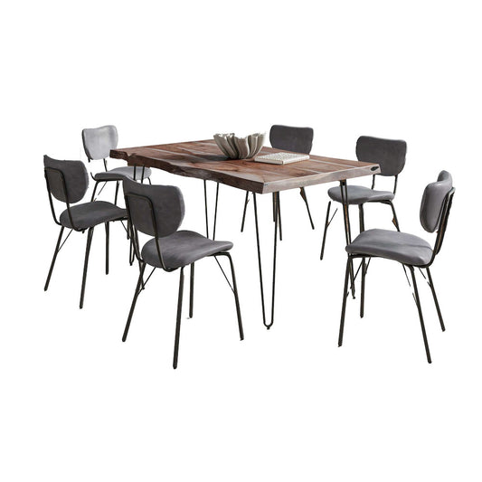 Jofran - Natures Edge 60in Seven Piece Modern Dining Set with Upholstered Contemporary Chairs - Slate and Grey, Slate and Grey - 1981-60D-6-OWNCHGRY view 1