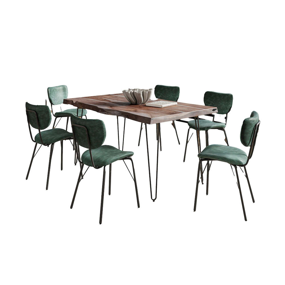 Jofran - Natures Edge 60in Seven Piece Modern Dining Set with Upholstered Contemporary Chairs - Slate and Jade, Slate and Jade - 1981-60D-6-OWNCHJD view 1