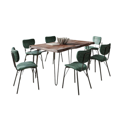 Jofran - Natures Edge 60in Seven Piece Modern Dining Set with Upholstered Contemporary Chairs - Slate and Jade, Slate and Jade - 1981-60D-6-OWNCHJD view 2