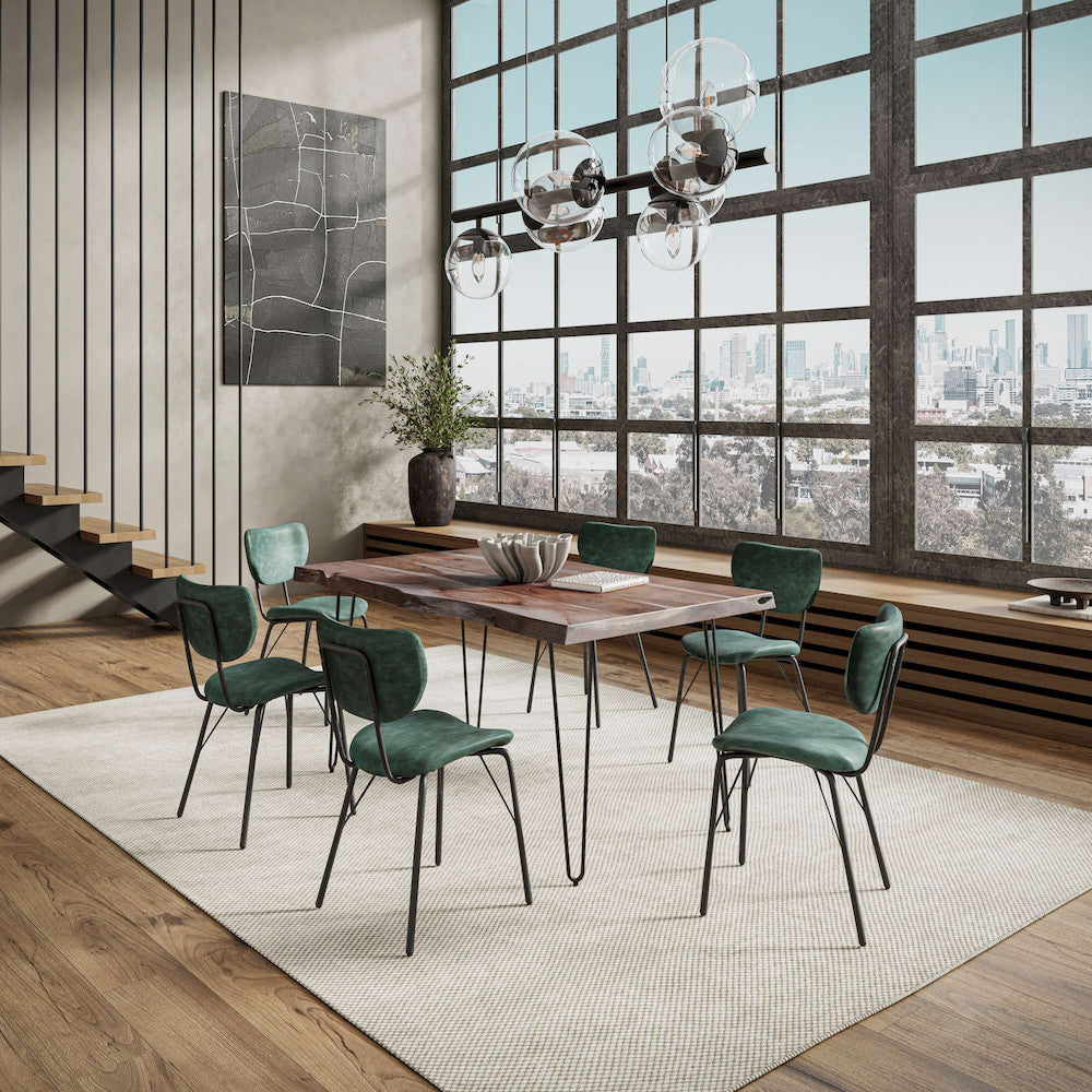 Jofran - Natures Edge 60in Seven Piece Modern Dining Set with Upholstered Contemporary Chairs - Slate and Jade, Slate and Jade - 1981-60D-6-OWNCHJD view 10
