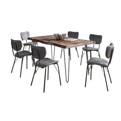 Jofran - Natures Edge 60in Seven Piece Modern Dining Set with Upholstered Contemporary Chairs - Slate and Slate Blue, Slate and Slate Blue - 1981-60D-6-OWNCHSL view 1