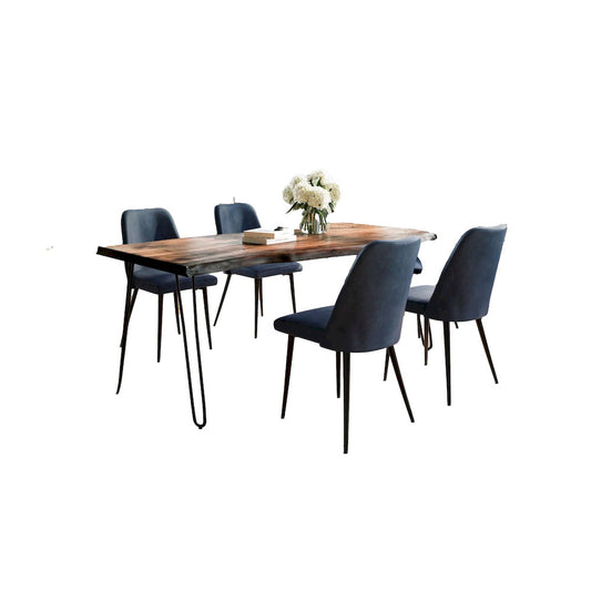 Jofran - Natures Edge Five Piece Solid Acacia Dining Set with Upholstered Mid-Century Modern Chairs, Chestnut and Blueberry - 1781-79D-4-DOXCHBLB view 1