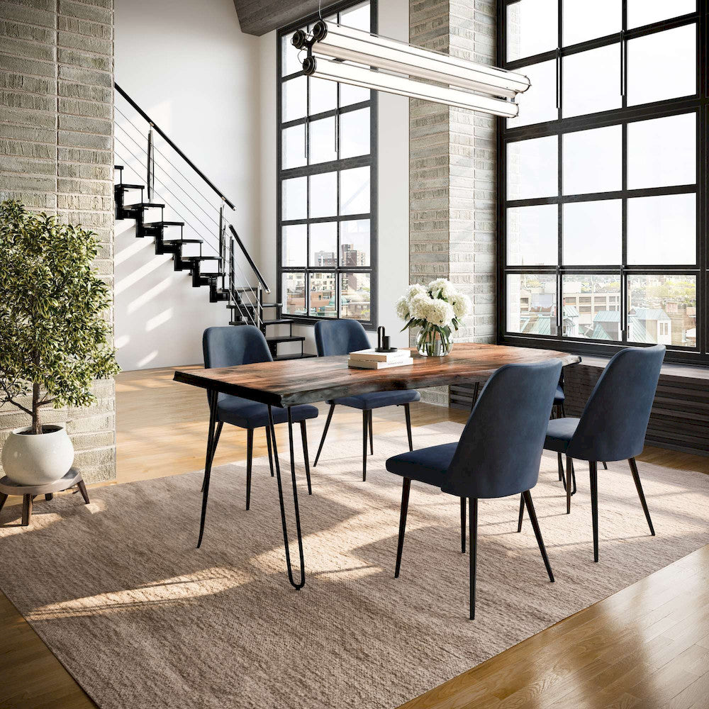 Jofran - Natures Edge Five Piece Solid Acacia Dining Set with Upholstered Mid-Century Modern Chairs, Chestnut and Blueberry - 1781-79D-4-DOXCHBLB view 9