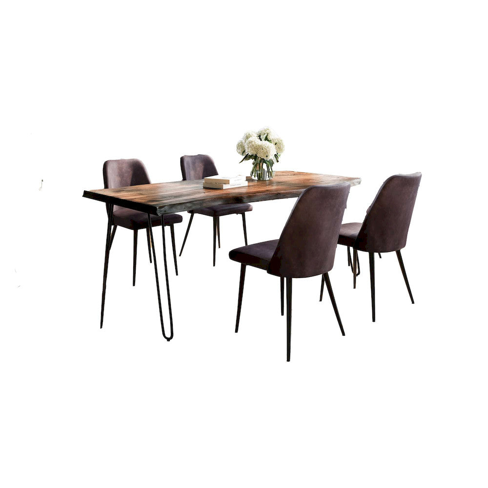 Jofran - Natures Edge Five Piece Solid Acacia Dining Set with Upholstered Mid-Century Modern Chairs, Chestnut and Dark Brown - 1781-79D-4-DOXCHDBN view 1