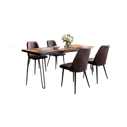 Jofran - Natures Edge Five Piece Solid Acacia Dining Set with Upholstered Mid-Century Modern Chairs, Chestnut and Dark Brown - 1781-79D-4-DOXCHDBN view 1