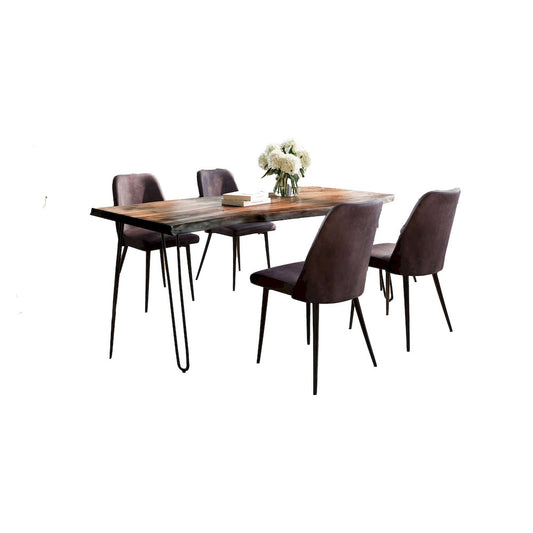 Jofran - Natures Edge Five Piece Solid Acacia Dining Set with Upholstered Mid-Century Modern Chairs, Chestnut and Dark Brown - 1781-79D-4-DOXCHDBN view 1