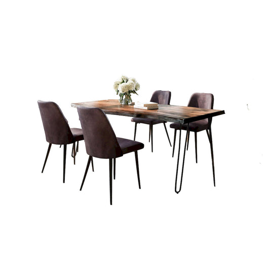 Jofran - Natures Edge Five Piece Solid Acacia Dining Set with Upholstered Mid-Century Modern Chairs, Chestnut and Dark Brown - 1781-79D-4-DOXCHDBN view 2