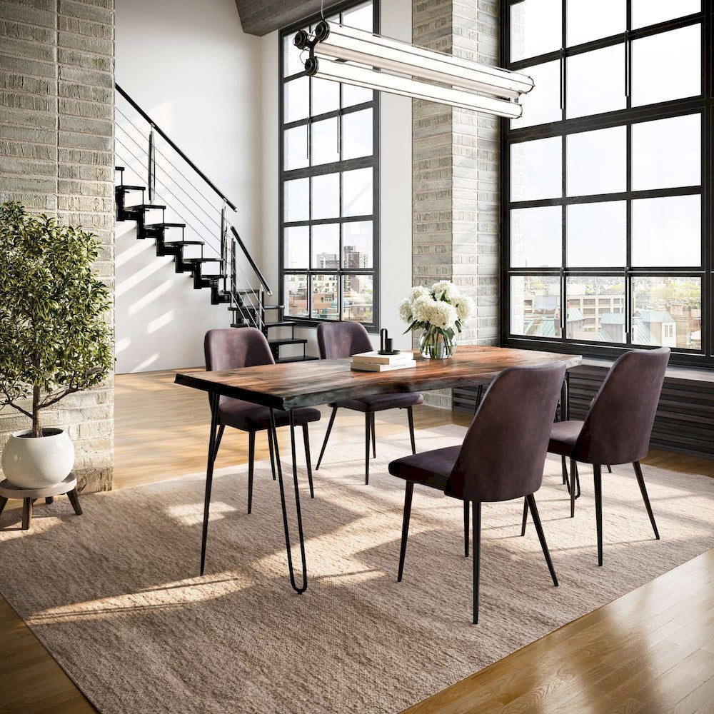Jofran - Natures Edge Five Piece Solid Acacia Dining Set with Upholstered Mid-Century Modern Chairs, Chestnut and Dark Brown - 1781-79D-4-DOXCHDBN view 9