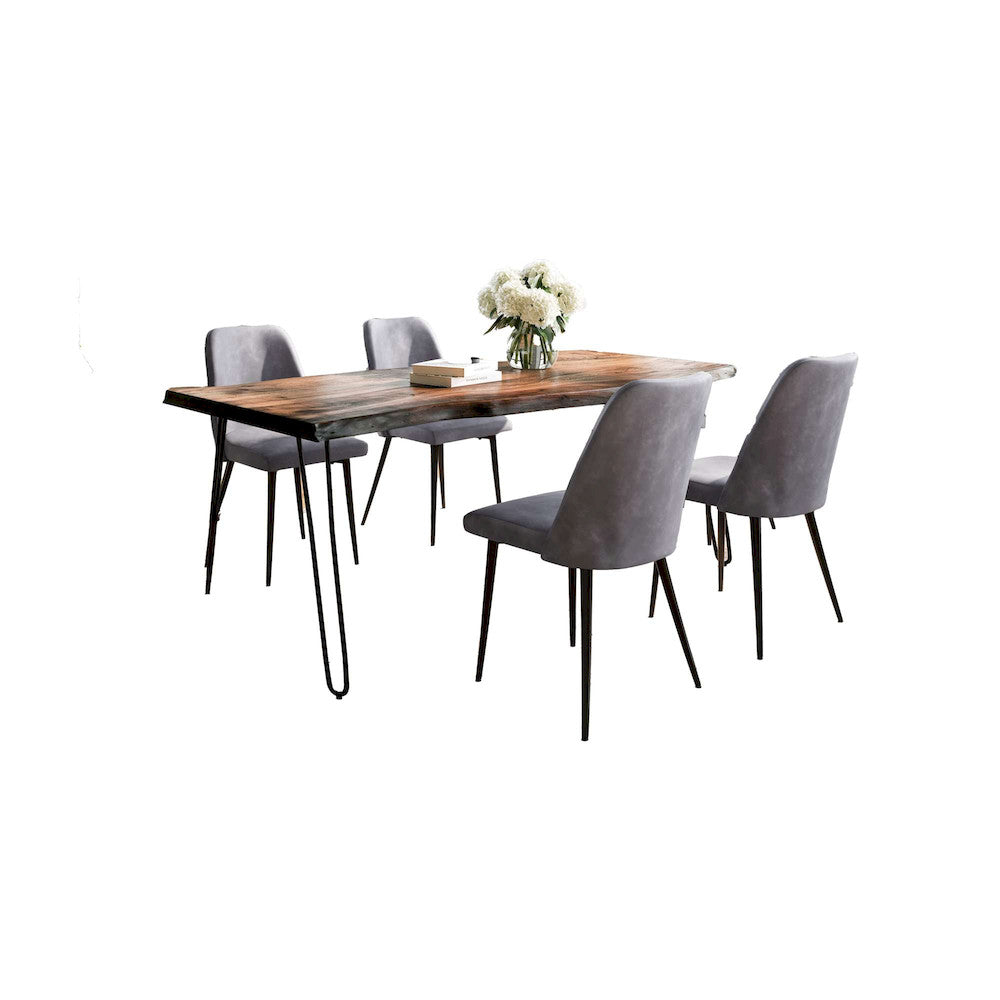 Jofran - Natures Edge Five Piece Solid Acacia Dining Set with Upholstered Mid-Century Modern Chairs, Chestnut and Grey - 1781-79D-4-DOXCHGRY view 1
