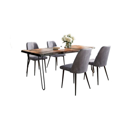 Jofran - Natures Edge Five Piece Solid Acacia Dining Set with Upholstered Mid-Century Modern Chairs, Chestnut and Grey - 1781-79D-4-DOXCHGRY view 1