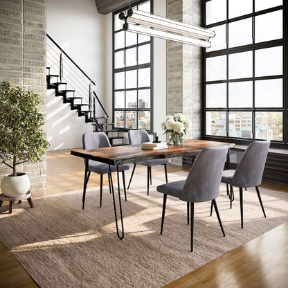 Jofran - Natures Edge Five Piece Solid Acacia Dining Set with Upholstered Mid-Century Modern Chairs, Chestnut and Grey - 1781-79D-4-DOXCHGRY view 9