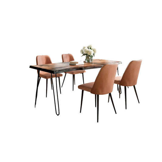 Jofran - Natures Edge Five Piece Solid Acacia Dining Set with Upholstered Mid-Century Modern Chairs, Chestnut and Light Brown - 1781-79D-4-DOXCHLBN view 1
