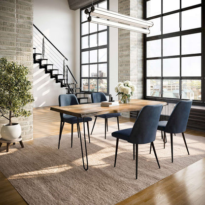 Jofran - Natures Edge Five Piece Solid Acacia Dining Set with Upholstered Mid-Century Modern Chairs, Natural and Blueberry - 1985-79D-4-DOXCHBLB view 9