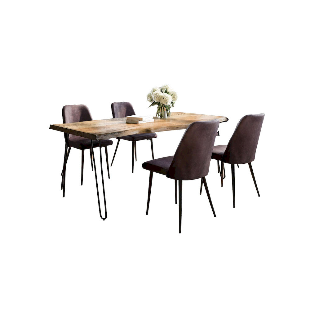 Jofran - Natures Edge Five Piece Solid Acacia Dining Set with Upholstered Mid-Century Modern Chairs, Natural and Dark Brown - 1985-79D-4-DOXCHDBN view 1