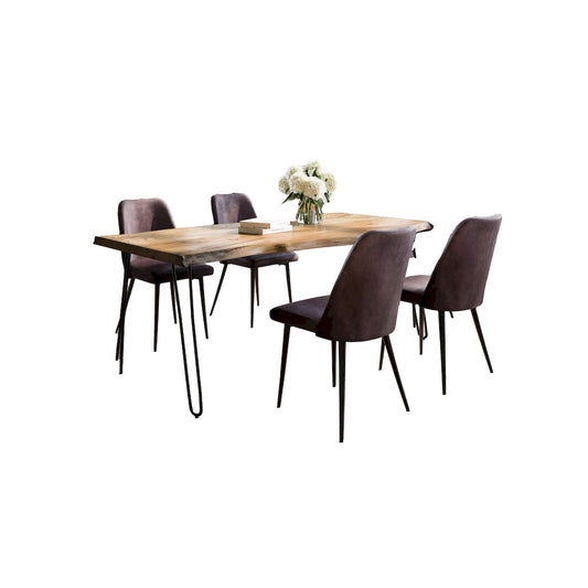 Jofran - Natures Edge Five Piece Solid Acacia Dining Set with Upholstered Mid-Century Modern Chairs, Natural and Dark Brown - 1985-79D-4-DOXCHDBN view 1