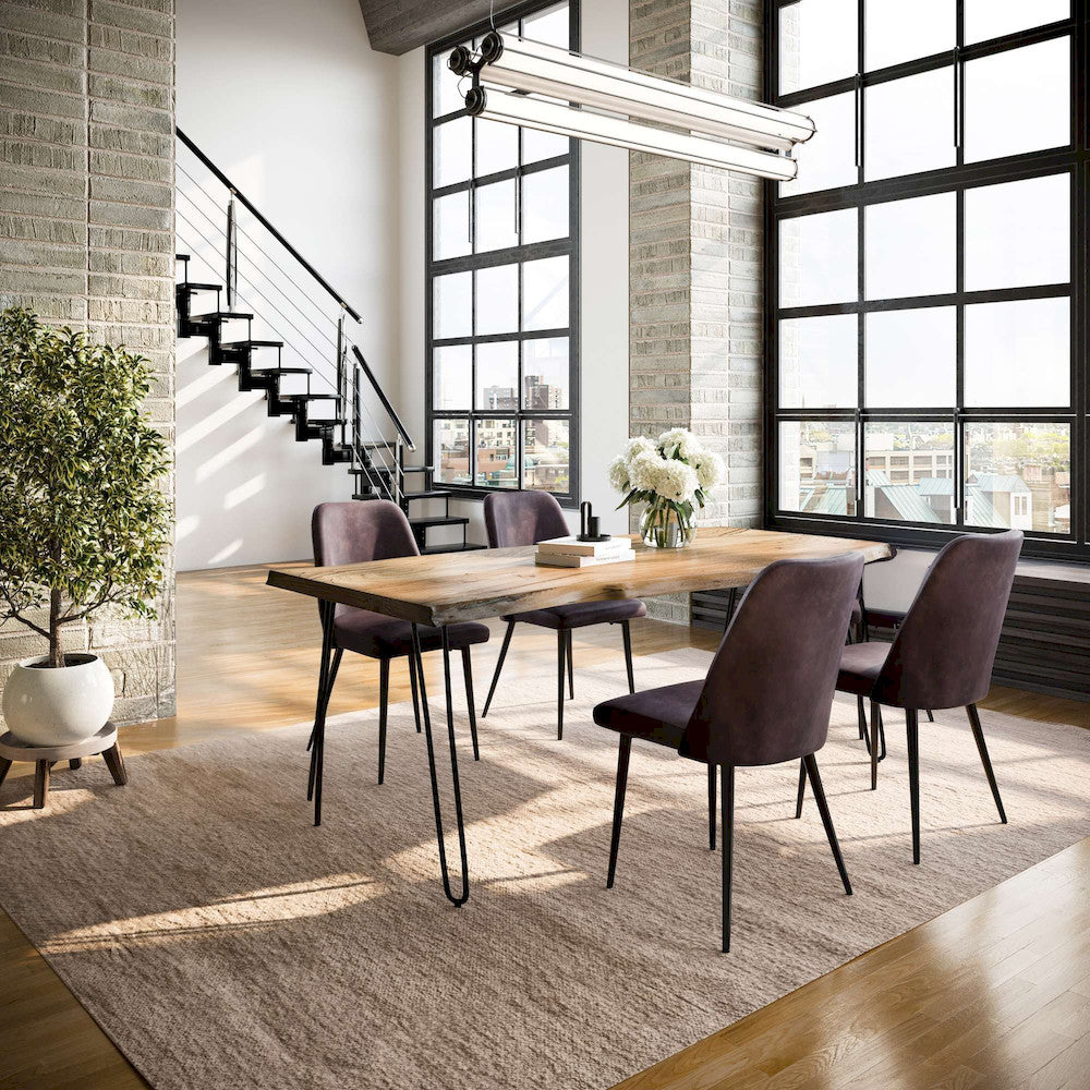 Jofran - Natures Edge Five Piece Solid Acacia Dining Set with Upholstered Mid-Century Modern Chairs, Natural and Dark Brown - 1985-79D-4-DOXCHDBN view 9