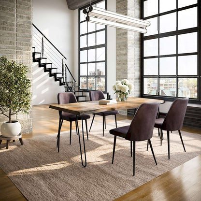 Jofran - Natures Edge Five Piece Solid Acacia Dining Set with Upholstered Mid-Century Modern Chairs, Natural and Dark Brown - 1985-79D-4-DOXCHDBN view 9