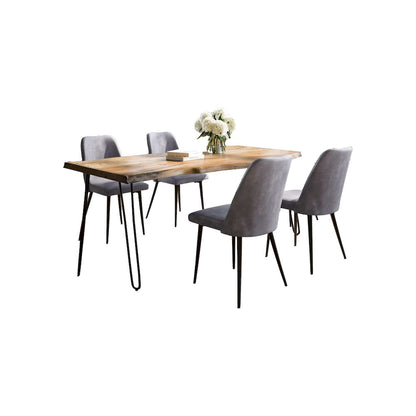 Jofran - Natures Edge Five Piece Solid Acacia Dining Set with Upholstered Mid-Century Modern Chairs, Natural and Grey - 1985-79D-4-DOXCHGRY view 1