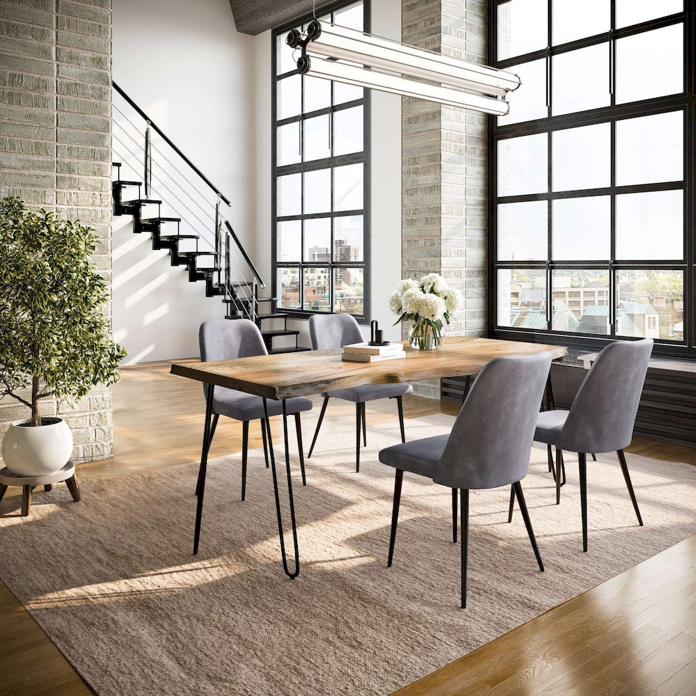 Jofran - Natures Edge Five Piece Solid Acacia Dining Set with Upholstered Mid-Century Modern Chairs, Natural and Grey - 1985-79D-4-DOXCHGRY view 9